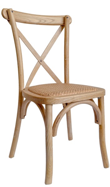 Crossback Stuhl "PROVENCE" mit Rattansitzfläche, aschbraun